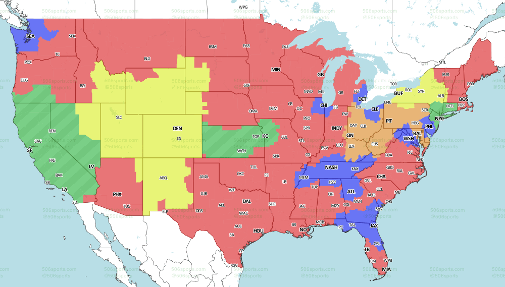 NFL Week 12 game map and television 