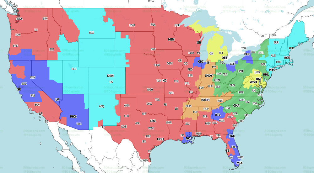 NFL on CBS Singleheader TV Map 2021