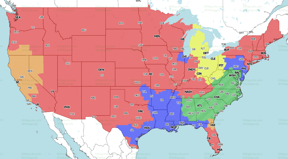 2021 NFL on Fox week 11 Early games Tv Map