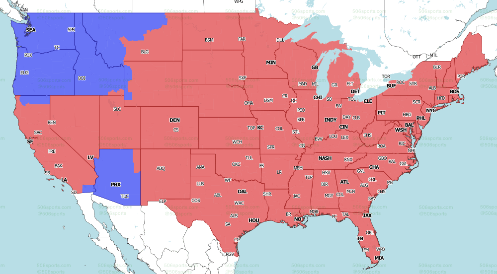 2021 NFL on Fox week 11 Late games Tv Map