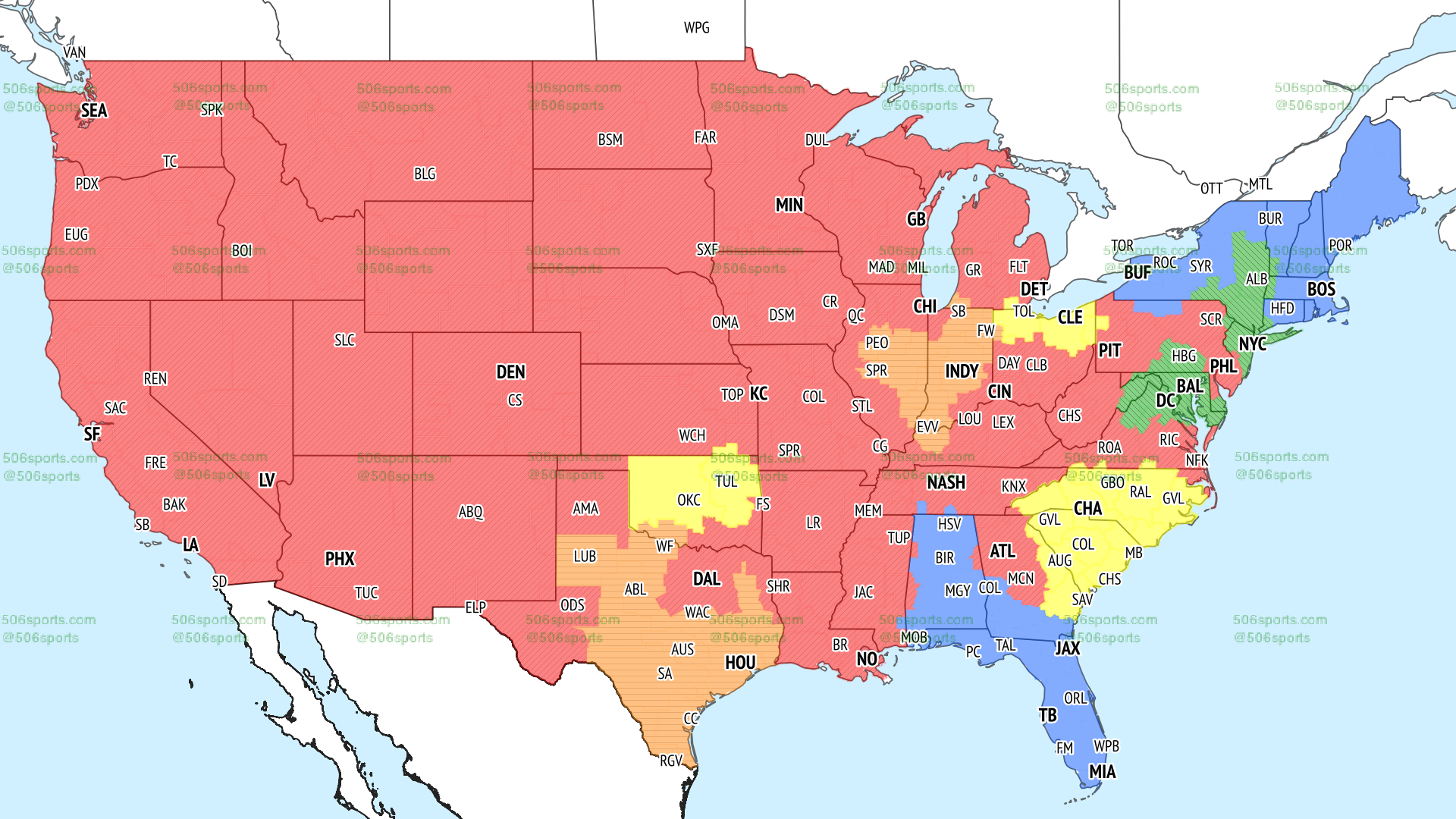 506 Sports - NFL Maps: Week 1, 2022