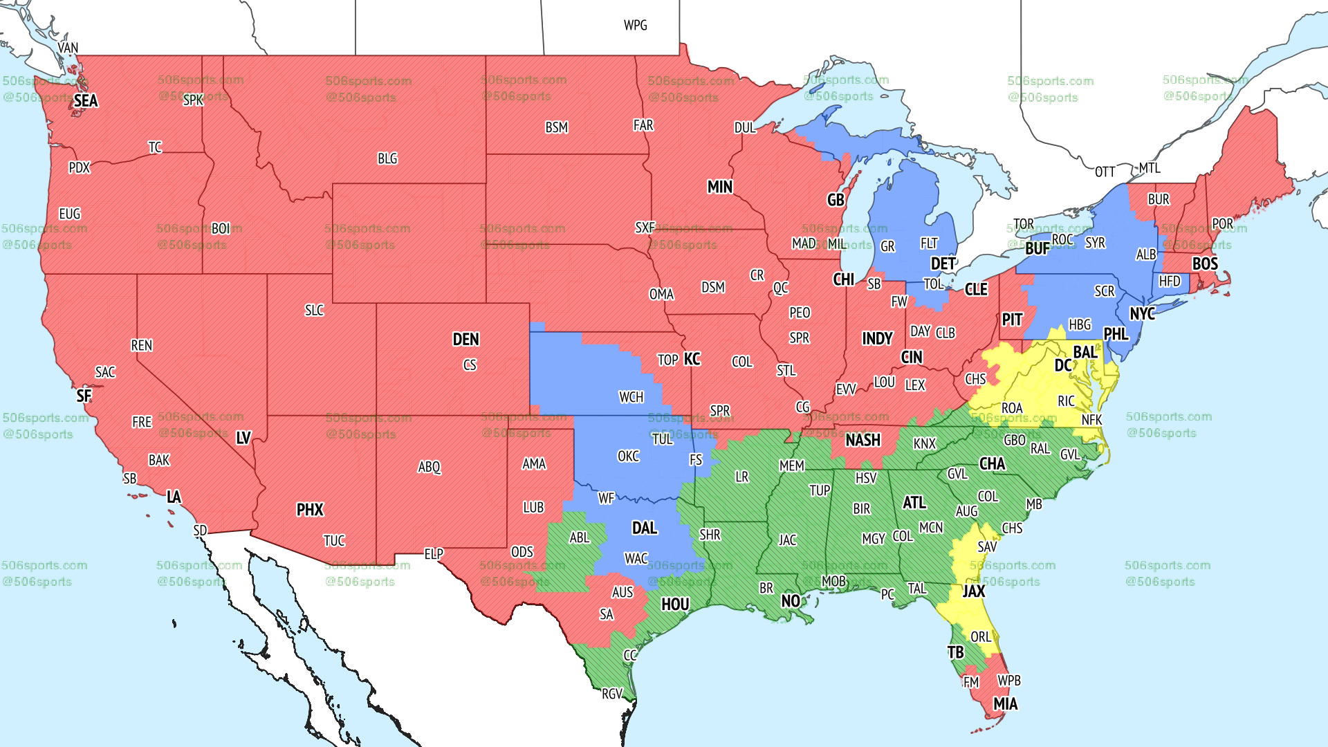 506 Sports - NFL Maps: Week 1, 2022
