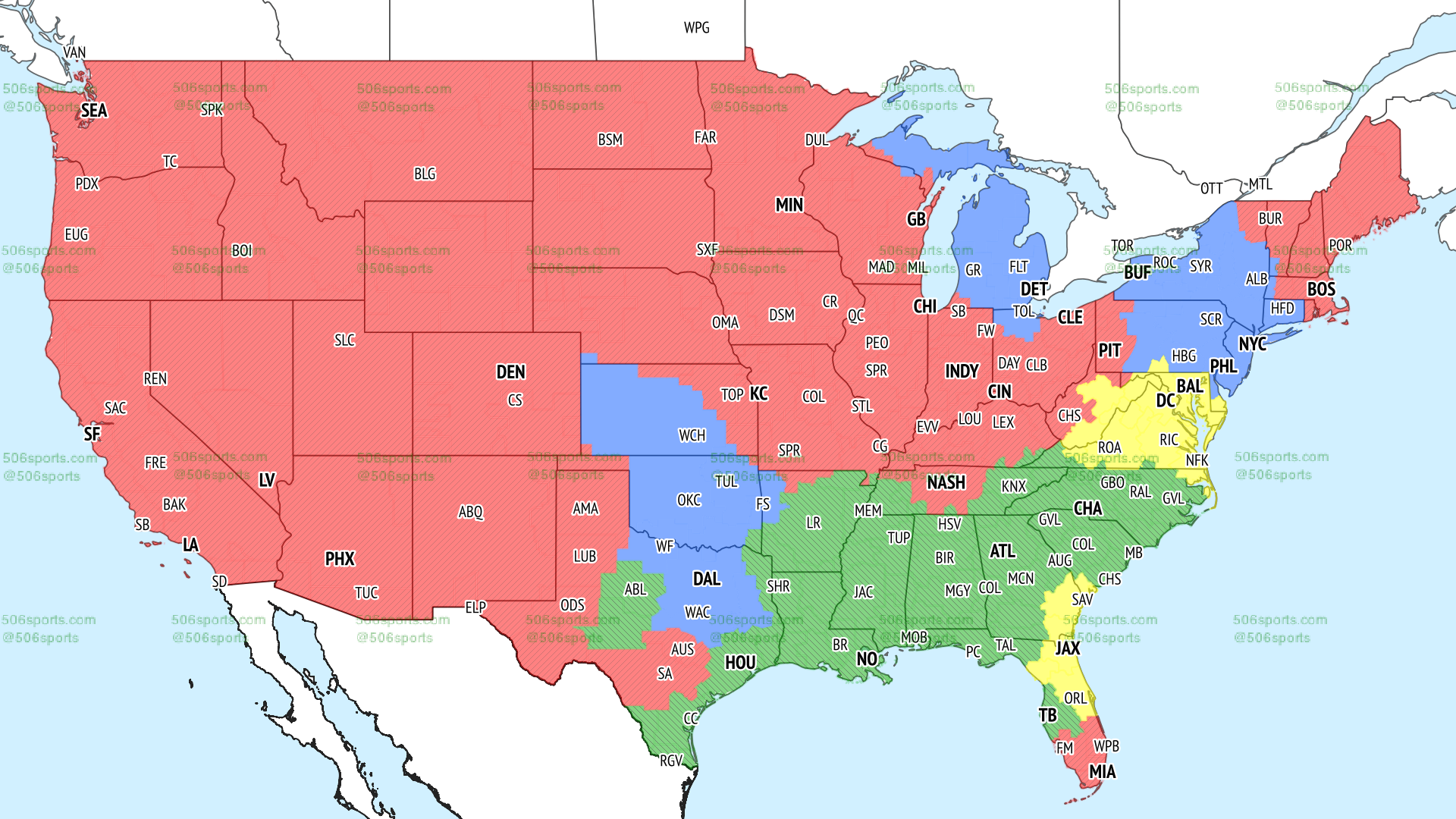 506 Sports - NFL Maps: Week 1, 2023