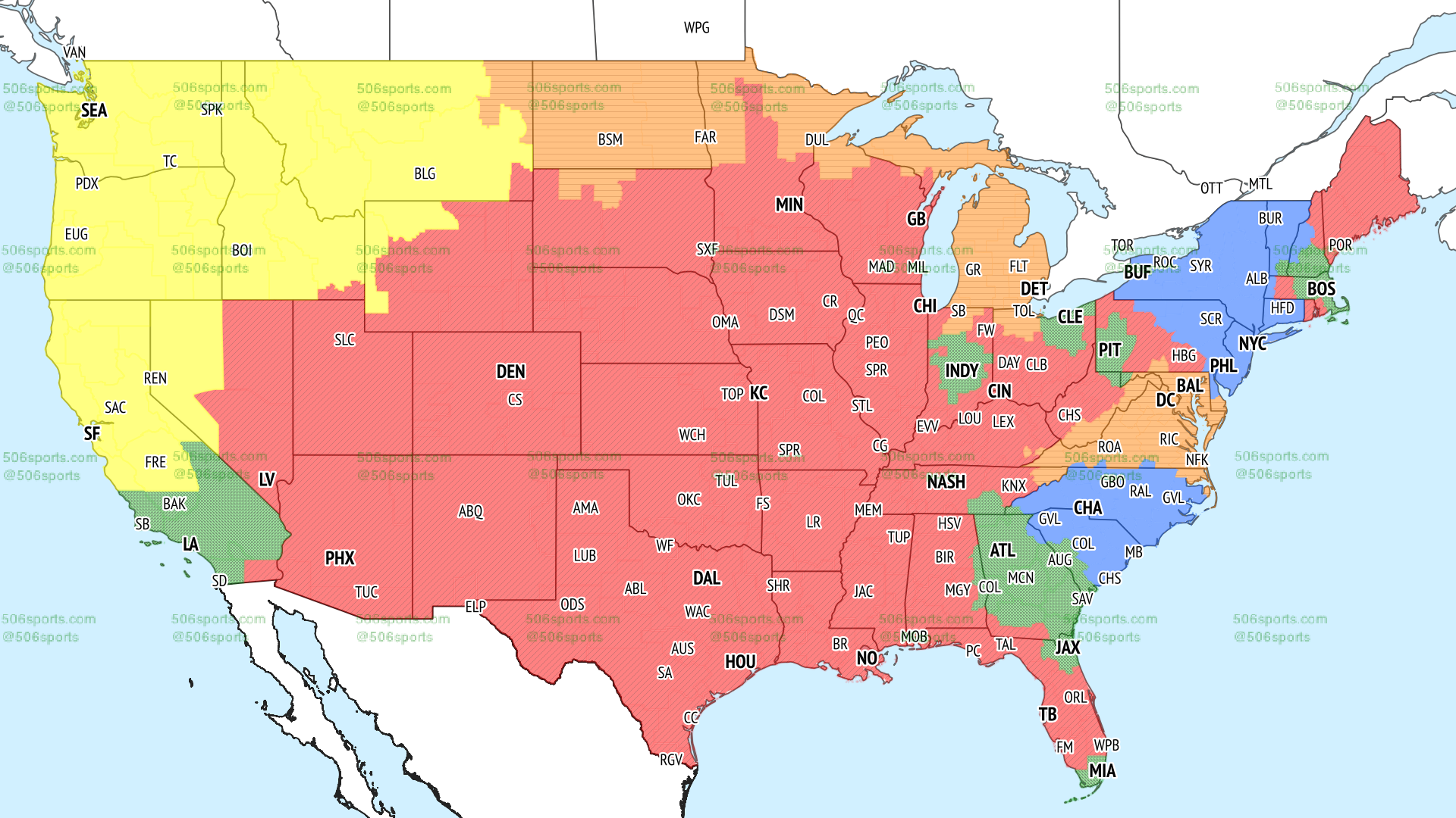 NFL on Fox Single Header Regional Tv Map for week 2 2022