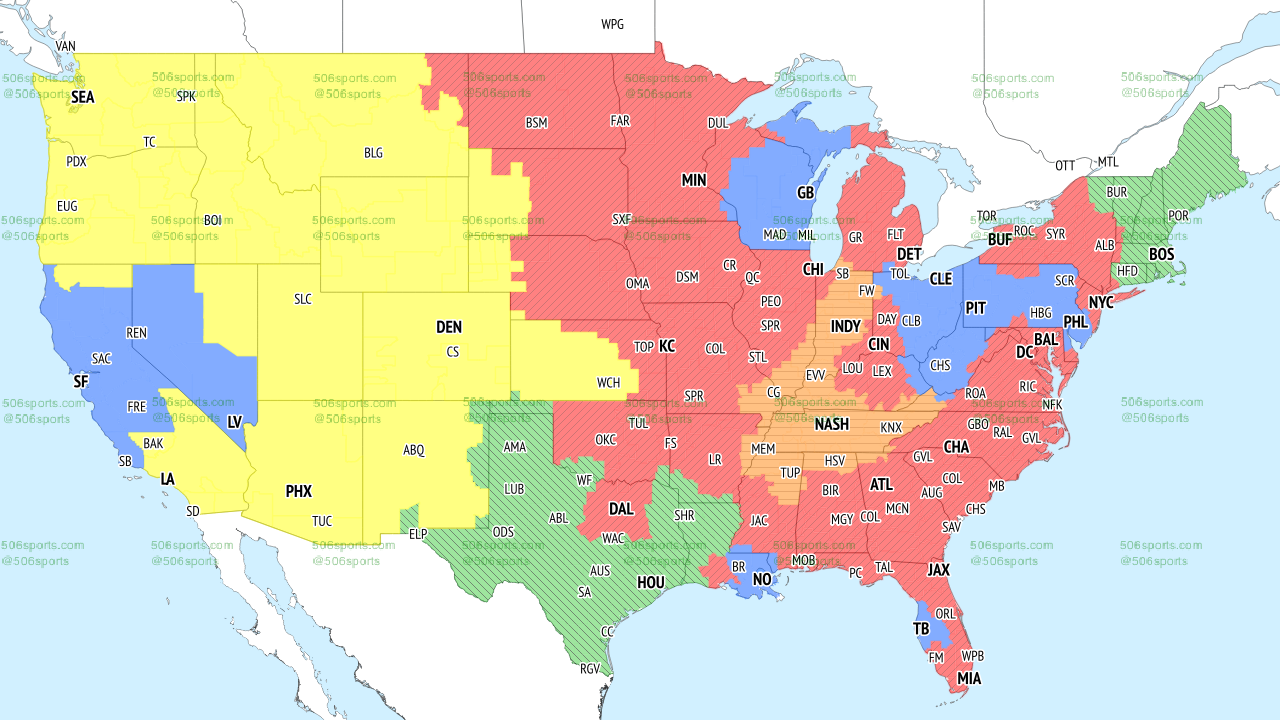 NFL TV Coverage Map Week 6 Complete Viewing Schedule for FOX, CBS, and